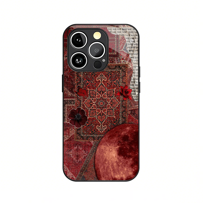 Vintage Persian Carpet & Red Moon Designer Printed Mobile Back Cover Case for iPhone & Android