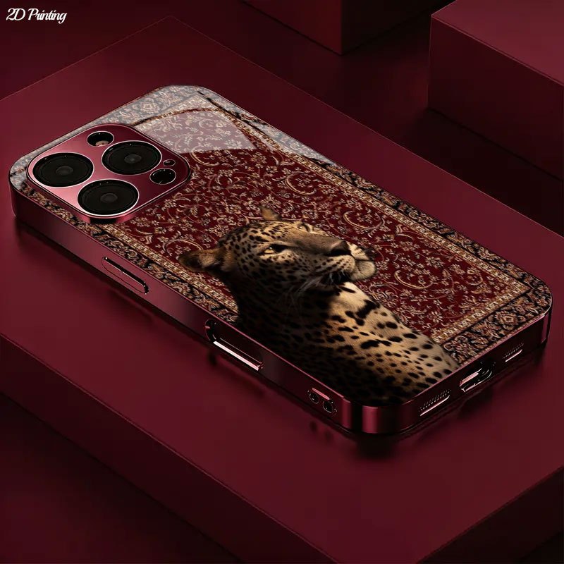 Luxury Leopard & Persian Carpet 2D Printed Glass Back Phone Case