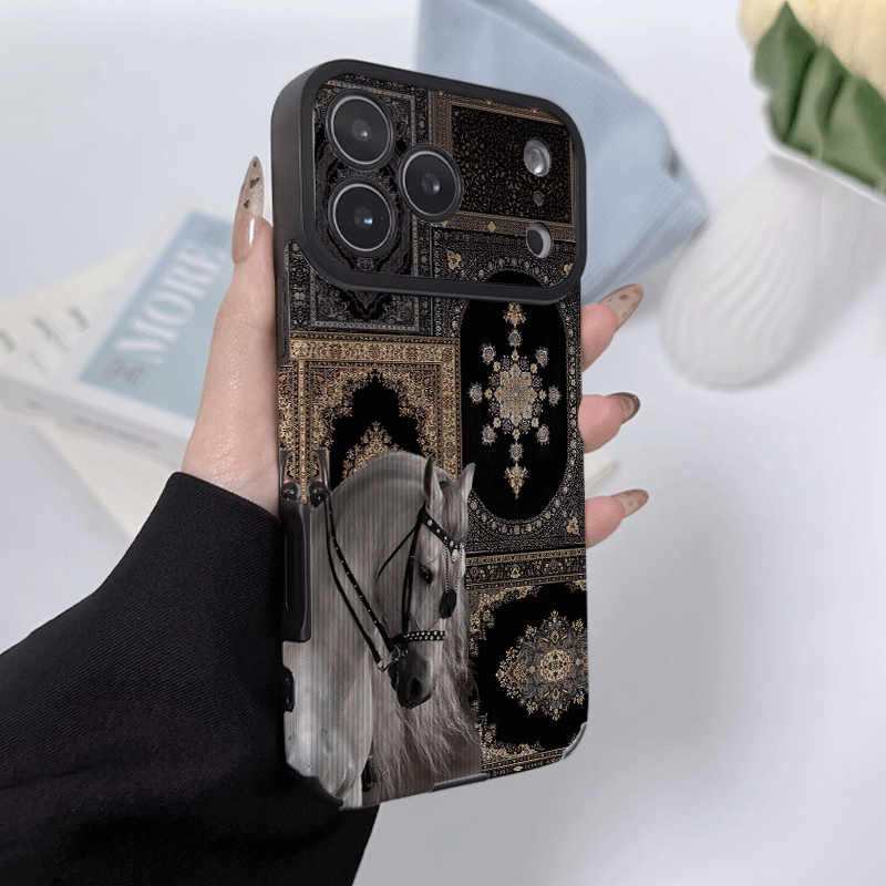 Luxury Arabian Horse Persian Carpet Tempered Glass Phone Case