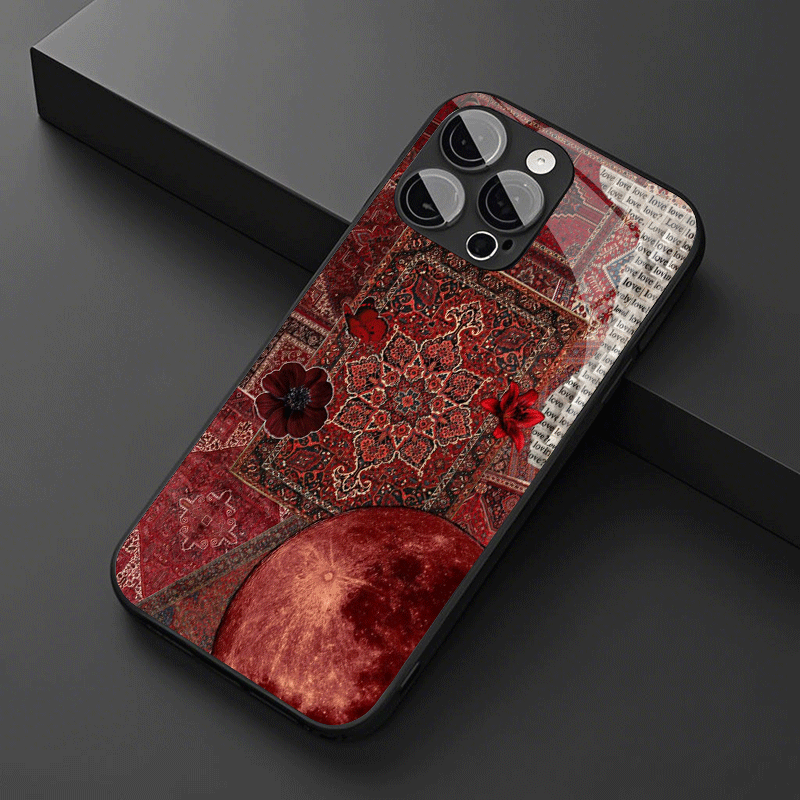 Vintage Persian Carpet & Red Moon Designer Printed Mobile Back Cover Case for iPhone & Android