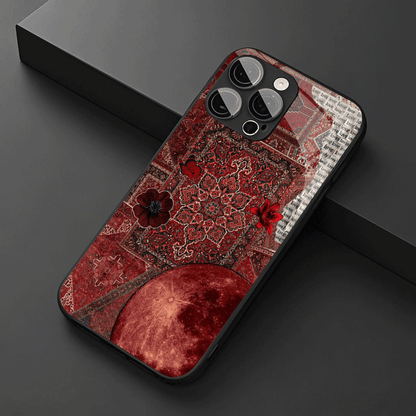 Vintage Persian Carpet & Red Moon Designer Printed Mobile Back Cover Case for iPhone & Android
