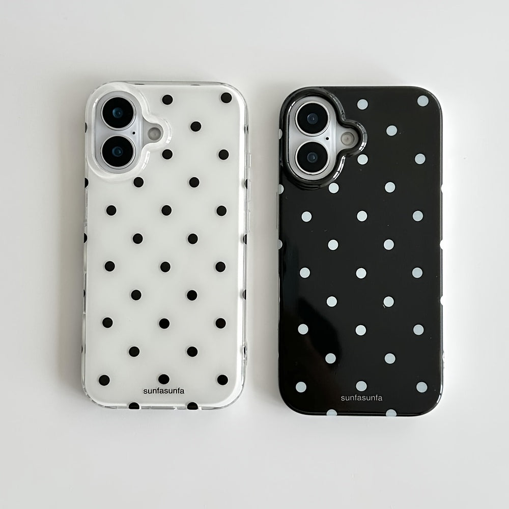 Aesthetic Polka Dot Transparent Phone Case | Black White Designer Mobile Cover