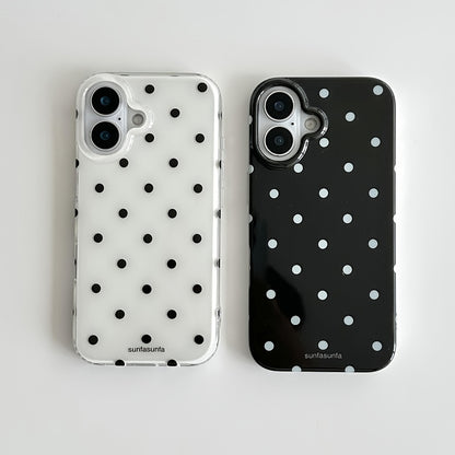 Aesthetic Polka Dot Transparent Phone Case | Black White Designer Mobile Cover