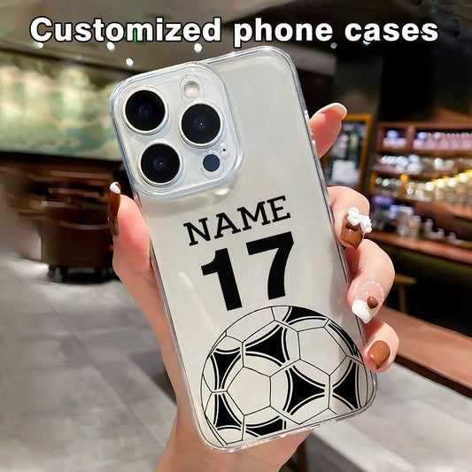 Customized Name & Number Printed Football Phone Case | Personalized Transparent Mobile Cover