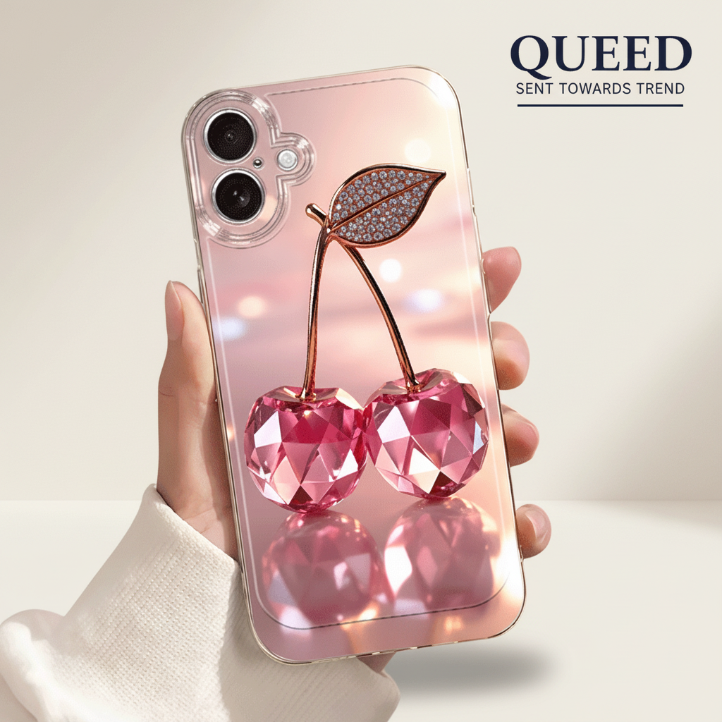 Cherry Crystal Pattern/2D Effect/Transparent Precision, product image 3, printed phone case design by QUEED