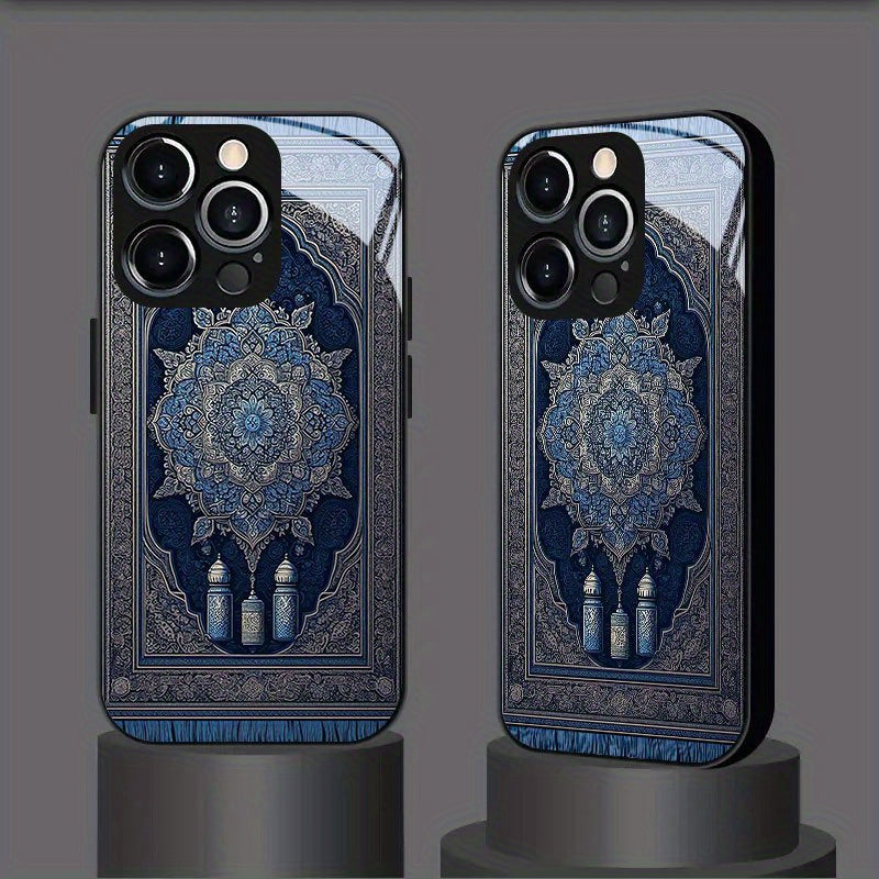 Luxury Islamic Mandala Silicone + Tempered Glass + Metal Camera Protection Phone Case