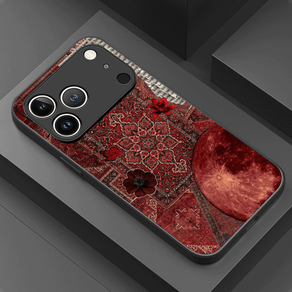 Vintage Persian Carpet & Red Moon Designer Printed Mobile Back Cover Case for iPhone & Android