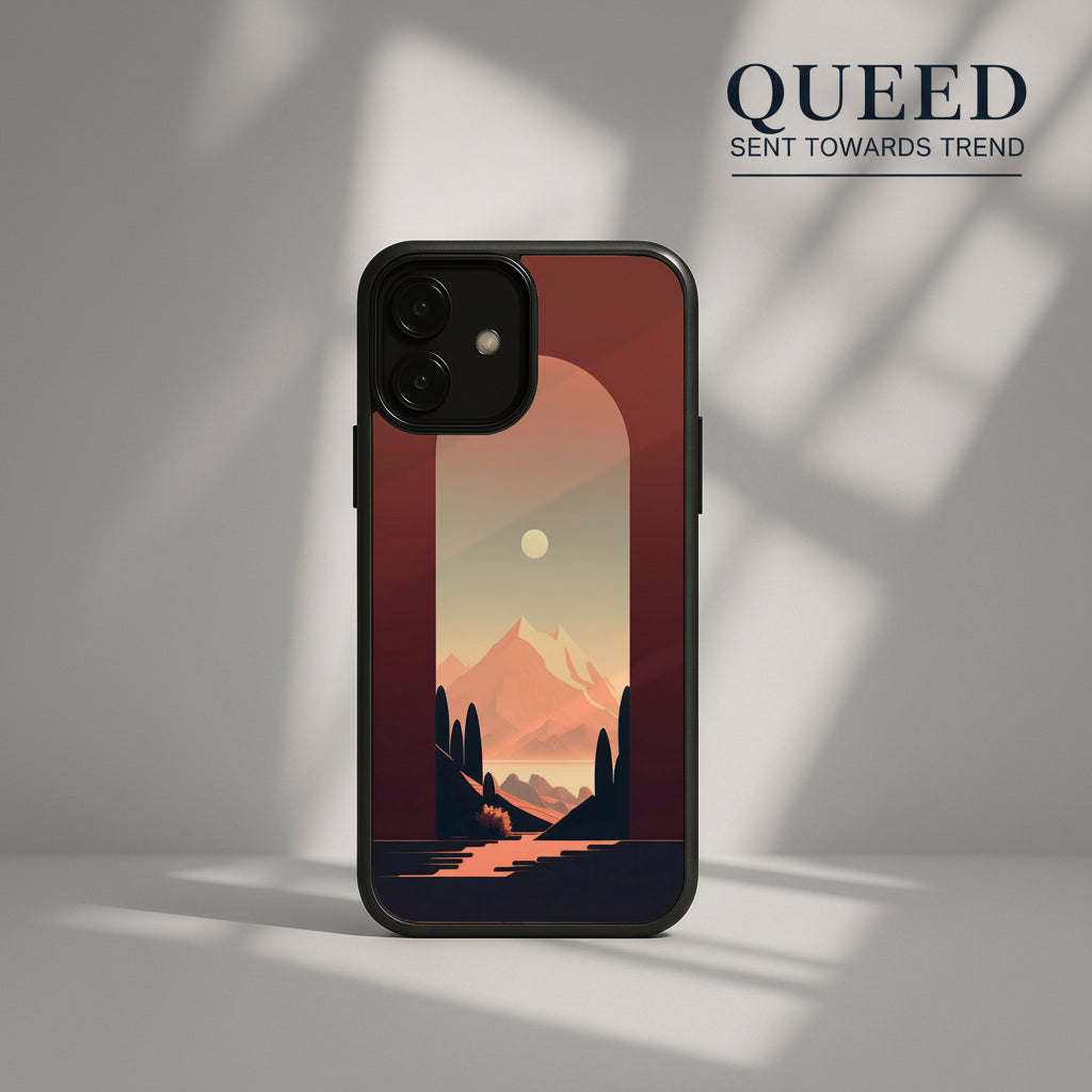 Mountain Sunrise Phone Case, product image 1, printed phone case design by QUEED