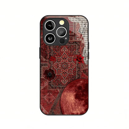 Vintage Persian Carpet & Red Moon Designer Printed Mobile Back Cover Case for iPhone & Android