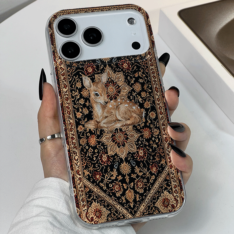 Cute Deer & Persian Carpet 2D Printed Transparent TPU Phone Case