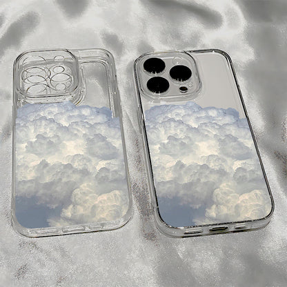 Dreamy White Cloud Clear Phone Case – Minimal Sky Aesthetic Transparent Protective Cover