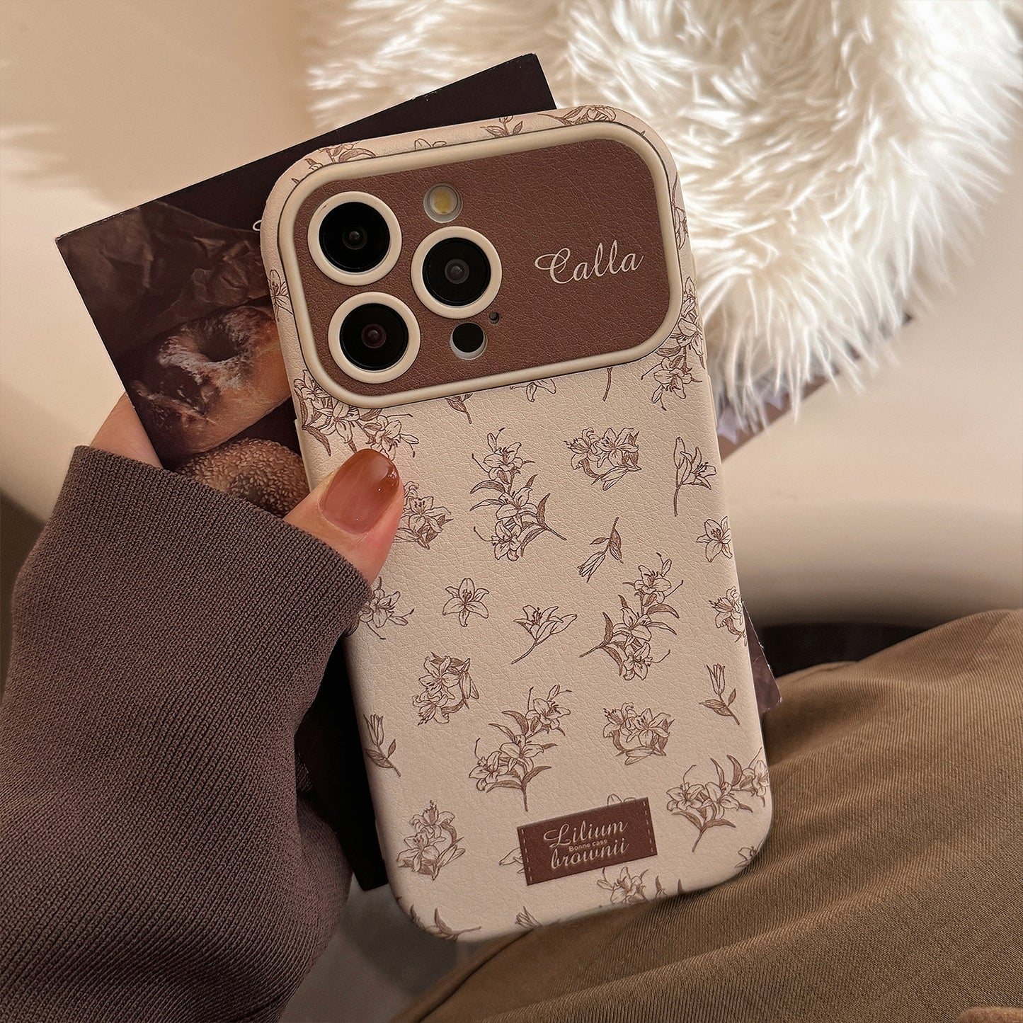 Luxury Floral Printed Silicone Glass Metal Phone Case Cover