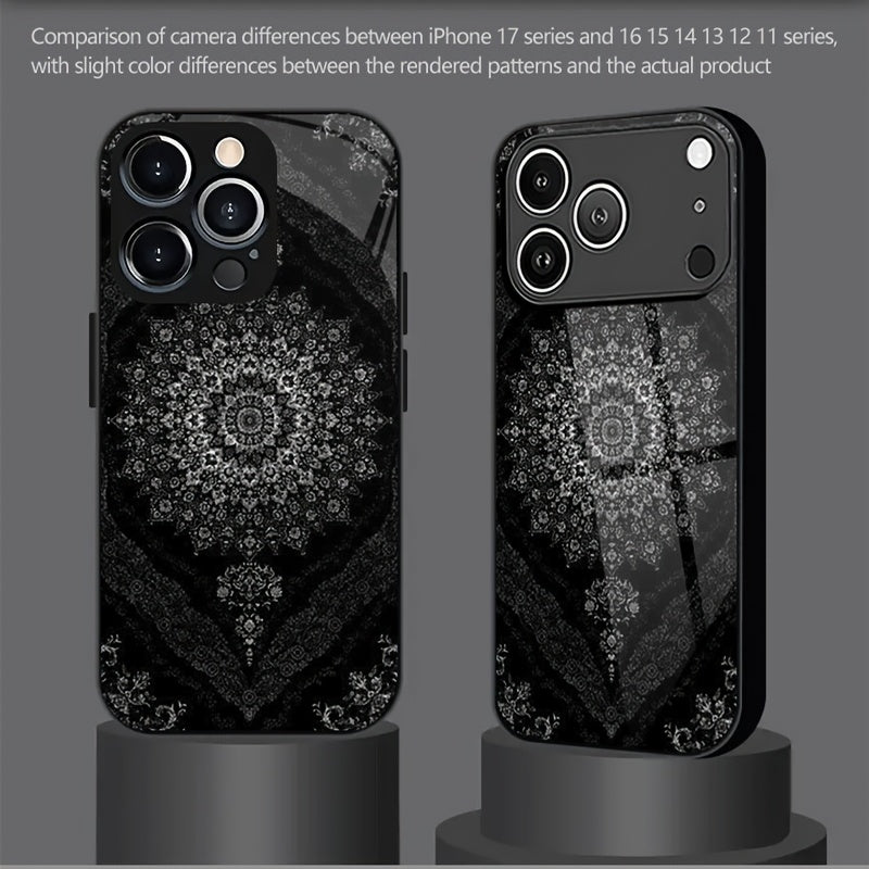 Luxury Black Persian Carpet 2D Printed Glass Back Phone Case
