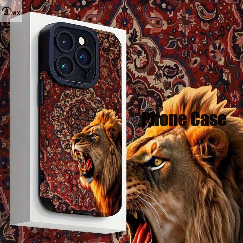 Luxury Roaring Lion & Persian Carpet 2D Printed Glass Back Phone Case