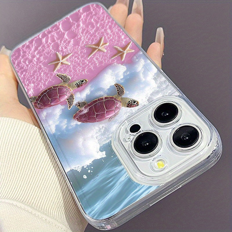 Clear Transparent Protective Cover with Cute Sea Turtle Design |