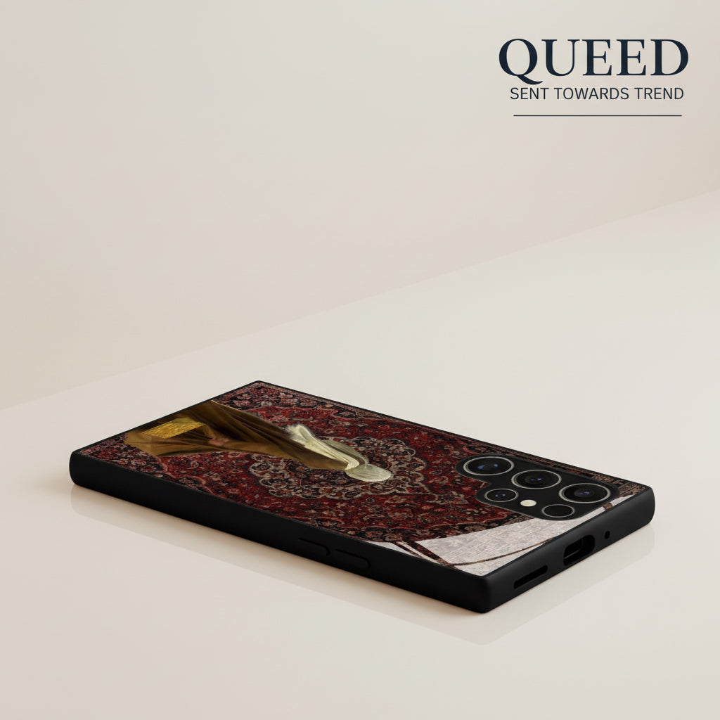 Persian Carpet Art Phone Case – Vintage Red Oriental Rug Aesthetic Premium Mobile Cover, product image 2, printed phone case design by QUEED