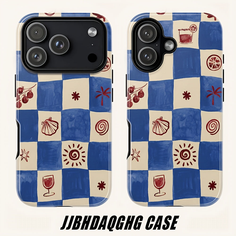 Blue Checkerboard Printed Phone Case