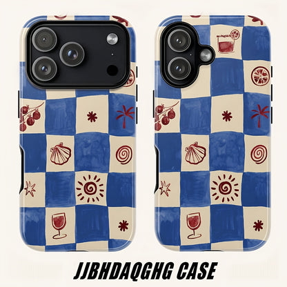 Blue Checkerboard Printed Phone Case