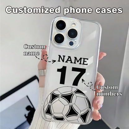 Customized Name & Number Printed Football Phone Case | Personalized Transparent Mobile Cover