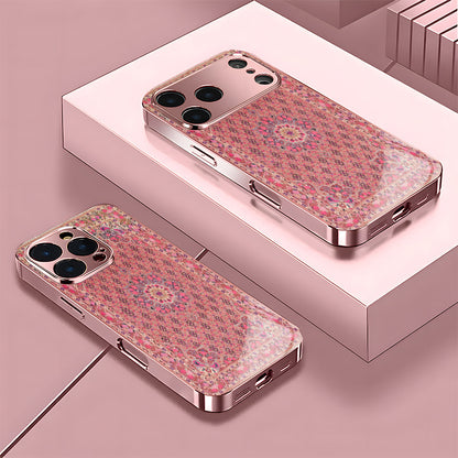 Luxury Pink Persian Carpet 2D Printed Electroplated Glass Back Phone Case
