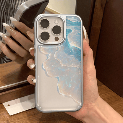 Iridescent Blue Jellyfish Phone Case – Pearl White Ocean Aesthetic Glossy Protective Cover