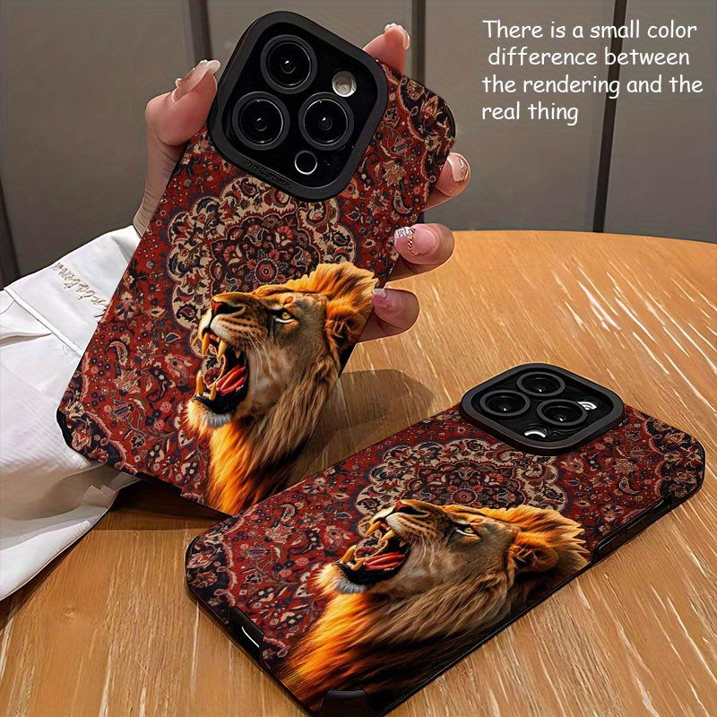 Luxury Roaring Lion & Persian Carpet 2D Printed Glass Back Phone Case