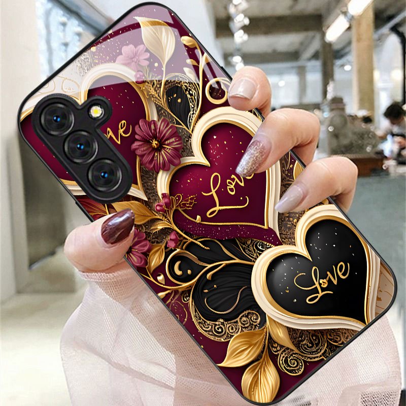 Luxury Love Heart Printed Phone Case