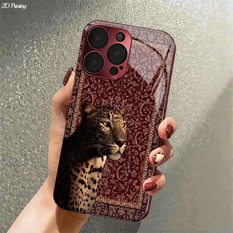 Luxury Leopard & Persian Carpet 2D Printed Glass Back Phone Case
