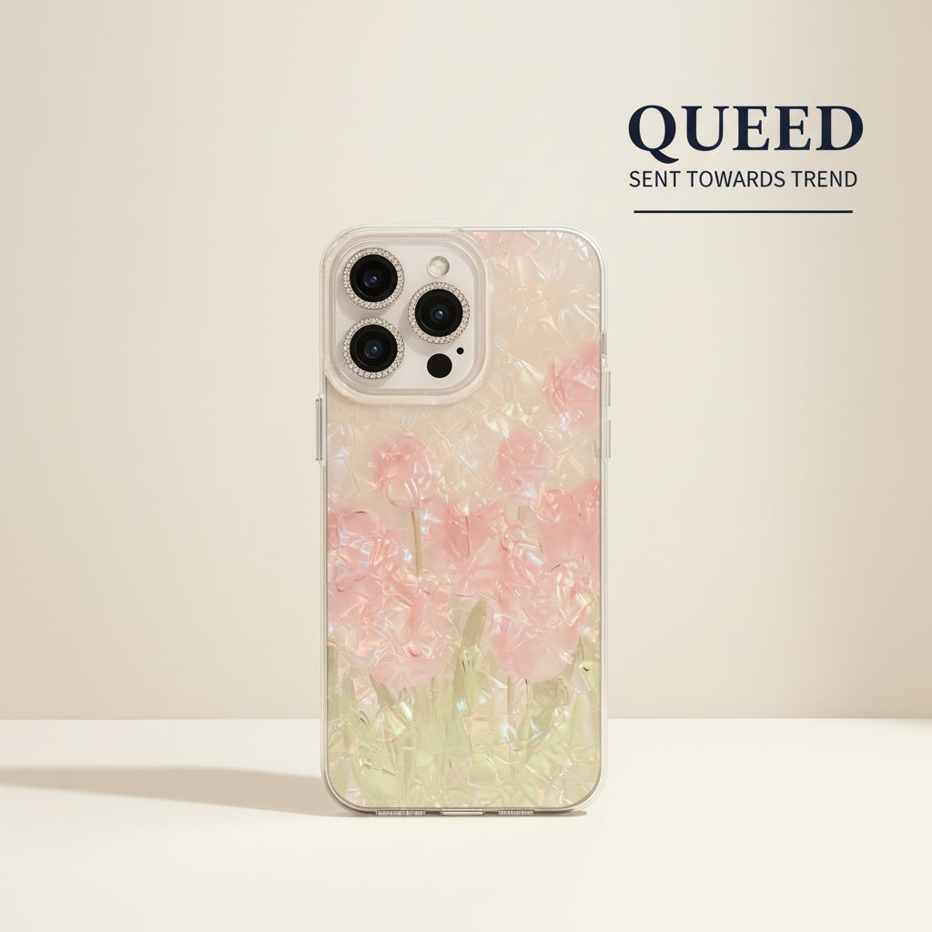 Pearl Blush Floral Phone Case | Iridescent Pink Flower Mother-of-Pearl Aesthetic Cover