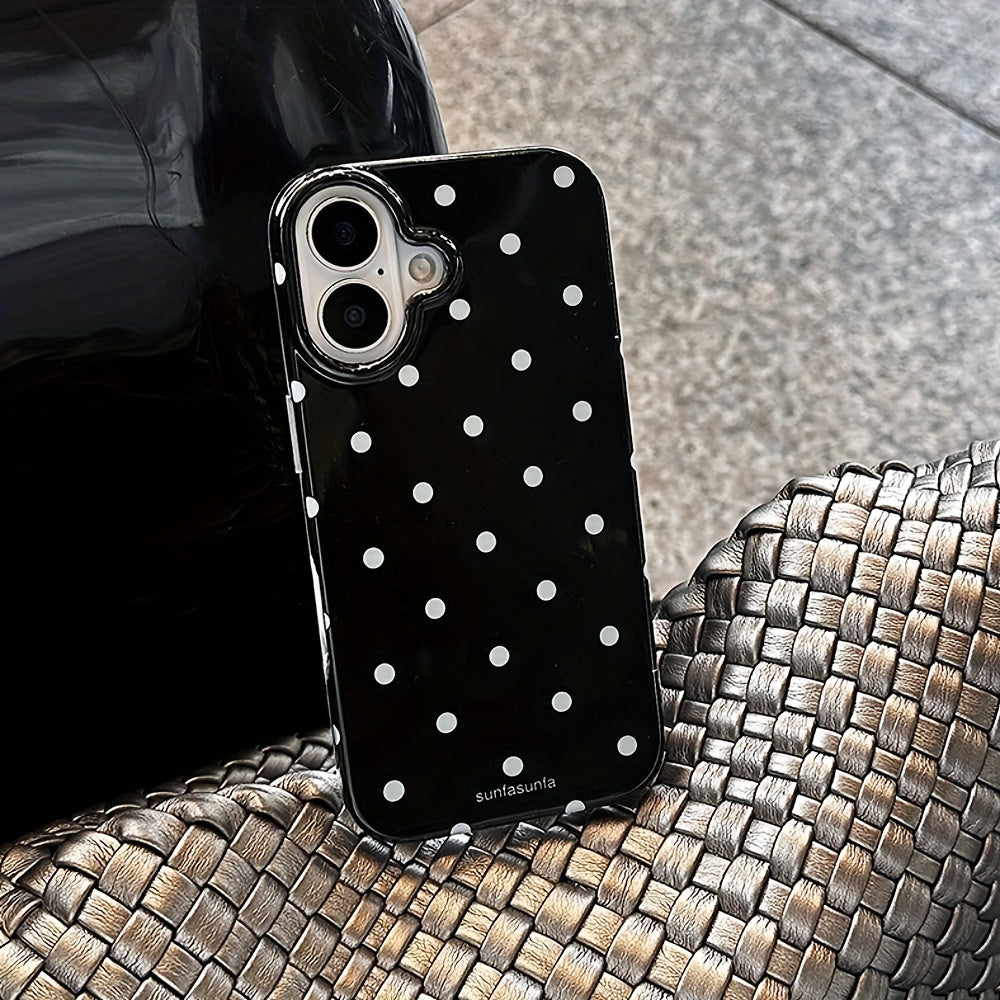 Aesthetic Polka Dot Transparent Phone Case | Black White Designer Mobile Cover