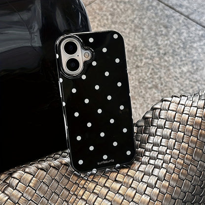 Aesthetic Polka Dot Transparent Phone Case | Black White Designer Mobile Cover