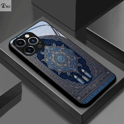 Luxury Islamic Mandala Silicone + Tempered Glass + Metal Camera Protection Phone Case