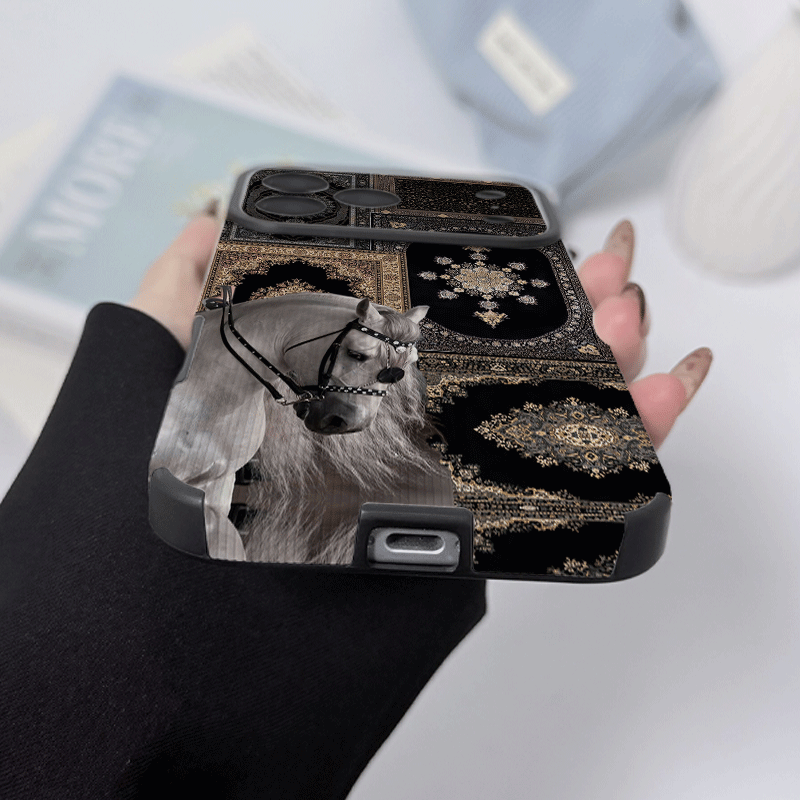 Luxury Arabian Horse Persian Carpet Tempered Glass Phone Case
