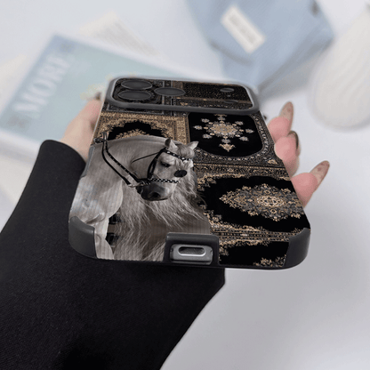 Luxury Arabian Horse Persian Carpet Tempered Glass Phone Case