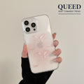 Blush Pink Double Bow Clear Phone Case | Minimal Coquette Ribbon Transparent Aesthetic Cover