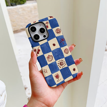Blue Checkerboard Printed Phone Case