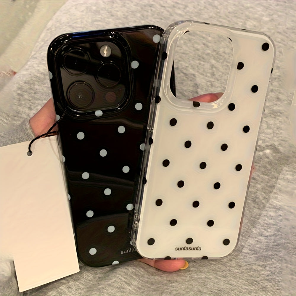 Aesthetic Polka Dot Transparent Phone Case | Black White Designer Mobile Cover