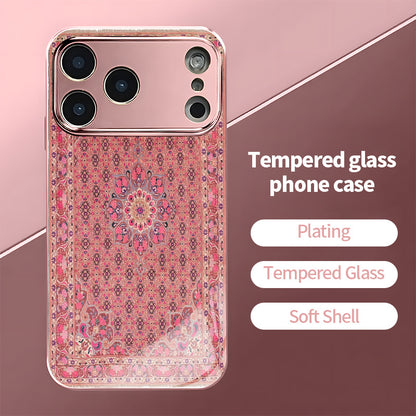 Luxury Pink Persian Carpet 2D Printed Electroplated Glass Back Phone Case