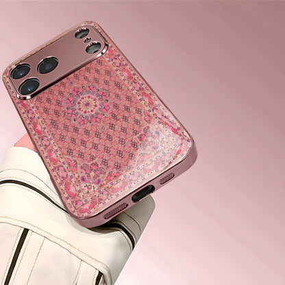 Luxury Pink Persian Carpet 2D Printed Electroplated Glass Back Phone Case