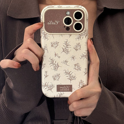 Luxury Floral Printed Silicone Glass Metal Phone Case Cover