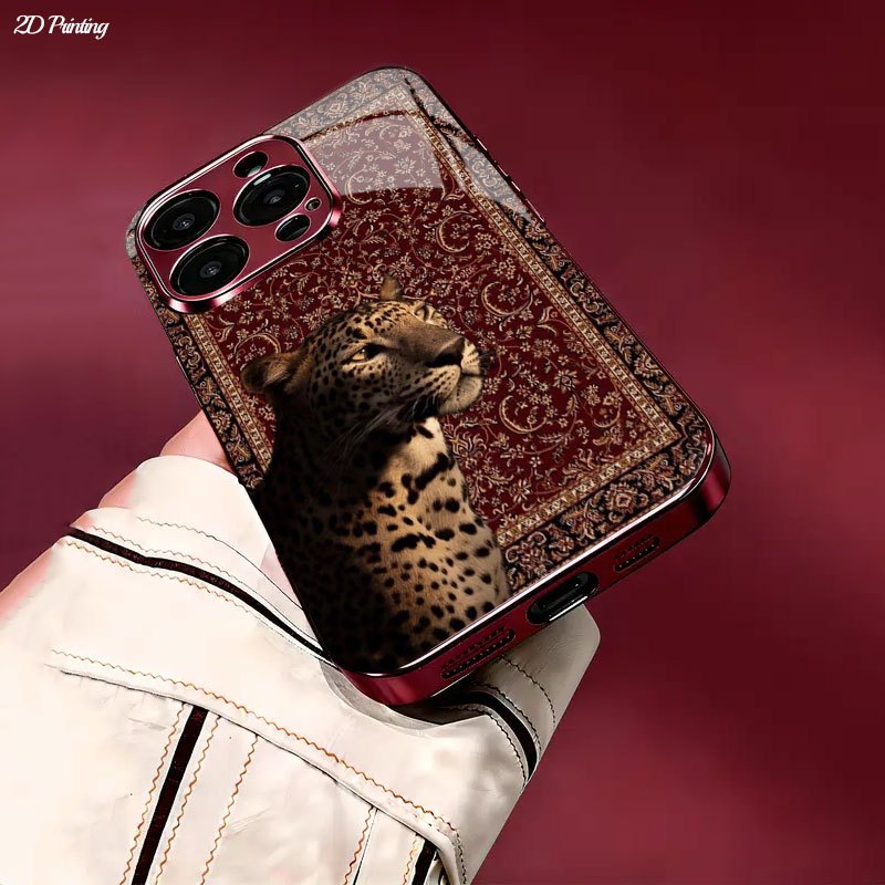 Luxury Leopard & Persian Carpet 2D Printed Glass Back Phone Case