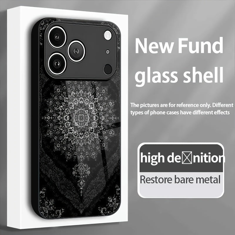 Luxury Black Persian Carpet 2D Printed Glass Back Phone Case