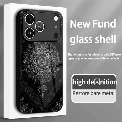 Luxury Black Persian Carpet 2D Printed Glass Back Phone Case