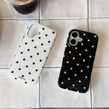 Aesthetic Polka Dot Transparent Phone Case | Black White Designer Mobile Cover