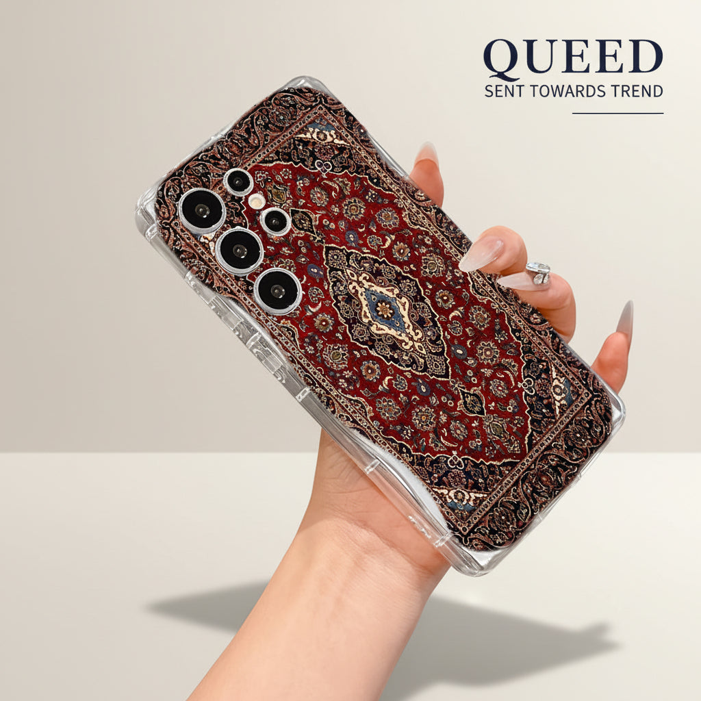 Persian Carpet Pattern Phone Case | Luxury Vintage Oriental Printed Mobile Back Cover | Aesthetic Designer Smartphone Case, product image 3, printed phone case design by QUEED