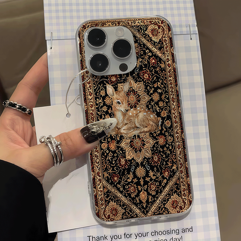 Cute Deer & Persian Carpet 2D Printed Transparent TPU Phone Case