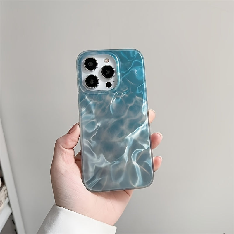 Aqua Water Ripple Phone Case – Blue Pool Reflection Aesthetic Glossy Protective Cover