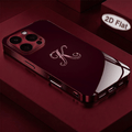 Burgundy Monogram Phone Case | Deep Wine Red Personalized Initial Luxury Mirror Aesthetic Cover