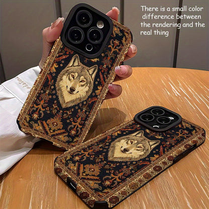 Luxury Wolf Persian Carpet Tempered Glass Phone Cas