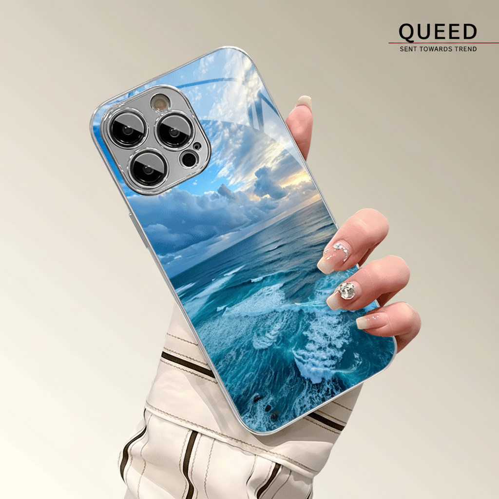 Ocean Waves & Cloudy Sky Phone Case – Blue Sea Coastal Aesthetic Premium Protective Cover